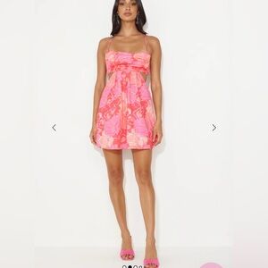 Hello Molly Pink and Orange Babydoll Mini Dress Size XS US 2
